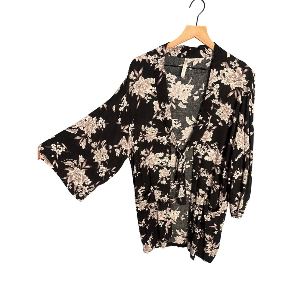 Spiritual Gangster Kimono Cardigan Duster Boho Cottagecore Waist Pockets One SZ